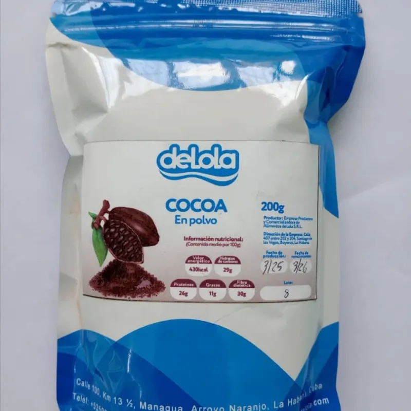 Cocoa en Polvo, bolsa sellada de 200g