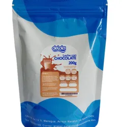 Leche con chocolate en polvo, bolsa sellada de 200gr/ 80 Unidades