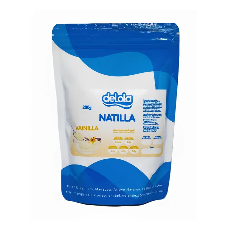 Natilla de Vainilla, bolsa sellada de 200gr x 1 caja (80 unidades)