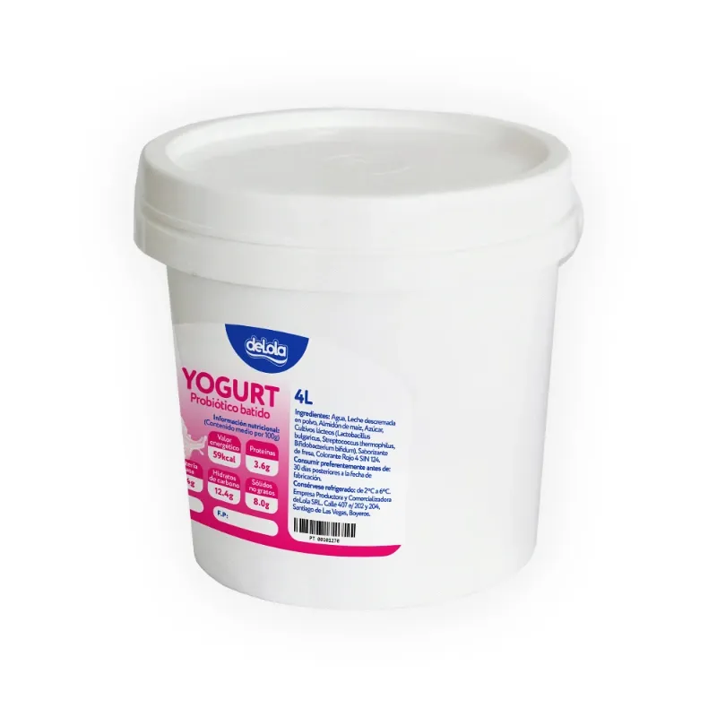 Yogurt Probiótico de coágulo batido deLola 4Lt sabor Fresa x 20 Unidades