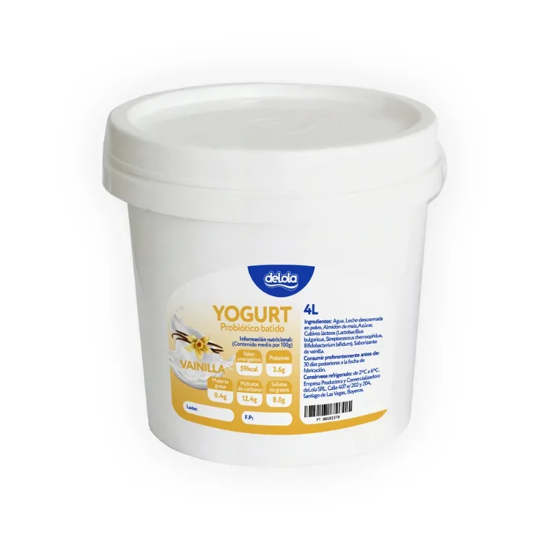 Yogurt Probiótico de coágulo batido deLola 4Lt sabor Vainilla x 20 Unidades