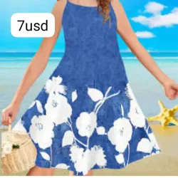 Vestido azul con flores blancas