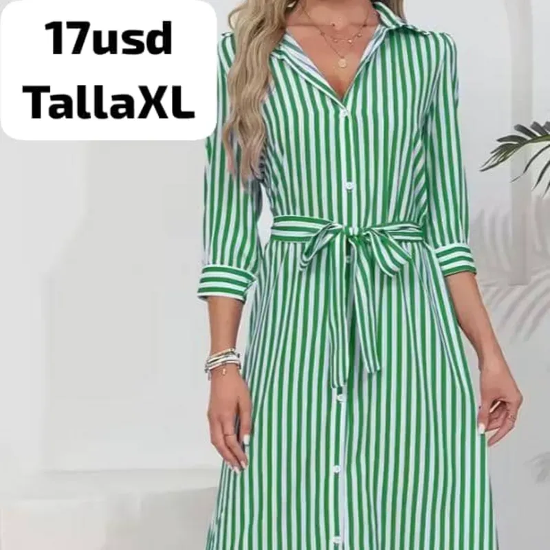 Vestido verde de rayas