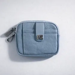 Monedero / tarjetero de cuero color Azul Claro