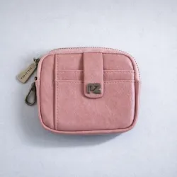 Monedero / tarjetero de cuero color Rosa Viejo