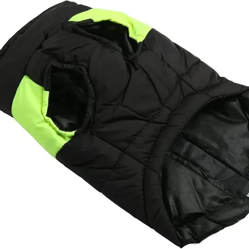 ABRIGO PARA PERROS GRANDES TALLA L (Negro con verde neón)