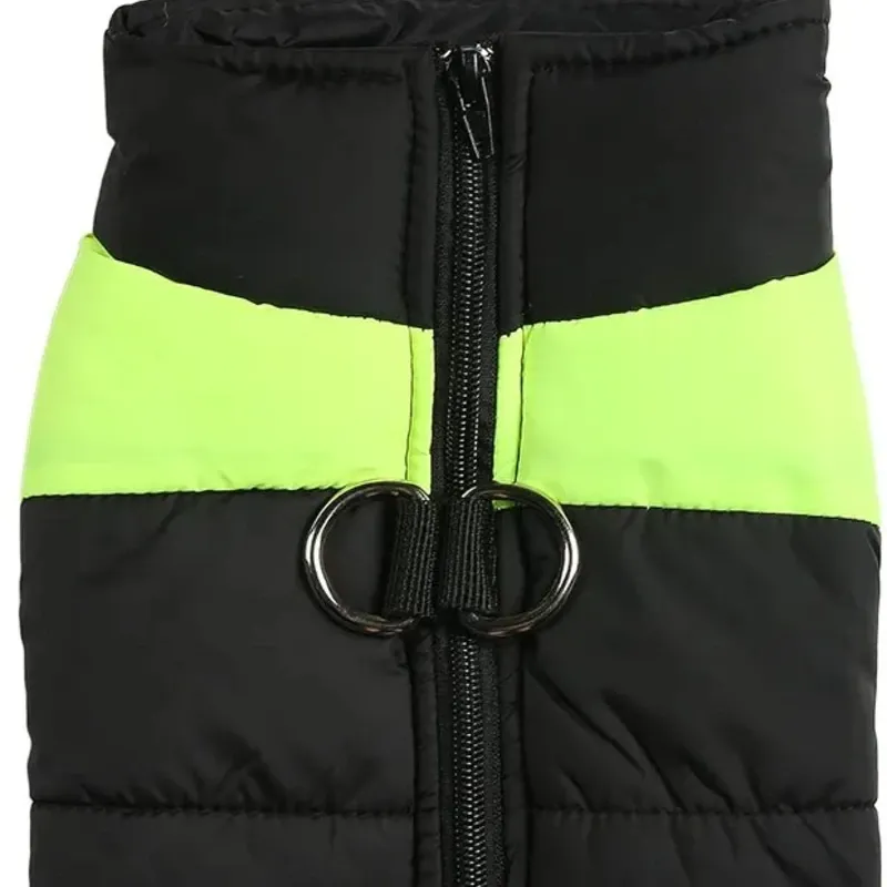 ABRIGO PARA PERROS GRANDES TALLA L (Negro con verde neón)