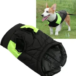 ABRIGO PARA PERROS GRANDES TALLA L (Negro con verde neón)