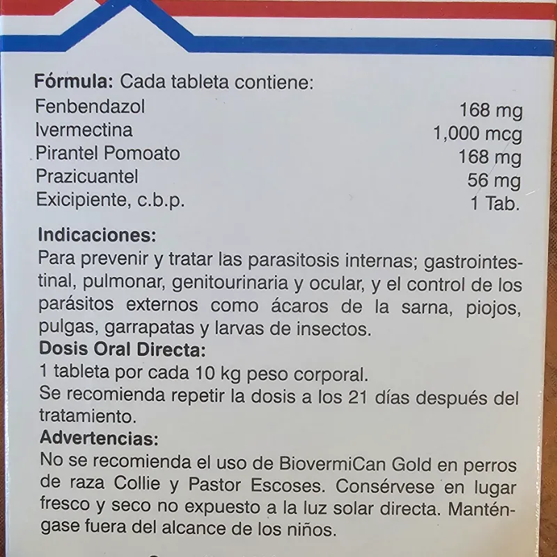 BIOVERMI CAN GOLD TABLETA (Fenbendazol, ivermectina, pirantel, prazicuantel)