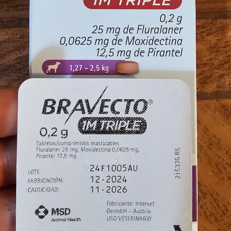 BRAVECTO 1M TRIPLE 0.2 g (1.27 a 2.5 KG) 
