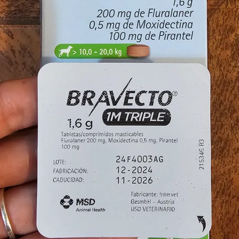BRAVECTO 1M TRIPLE 1.6 g (10 a 20 KG)