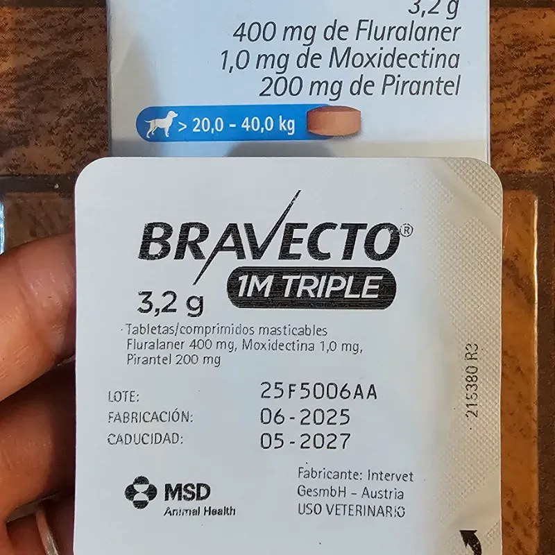 BRAVECTO 1M TRIPLE 3.2 g (20 a 40 KG)