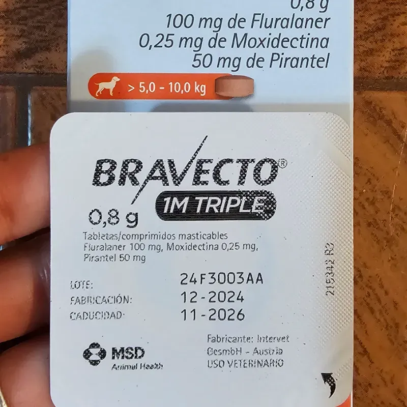 BRAVECTO 1M TRIPLE 0.8 g (5 a 10 KG)