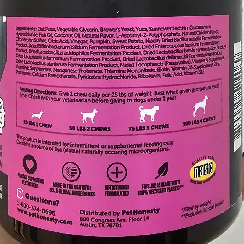 MULTIVITAMINAS 10 EN 1 PET HONESTY 90 MASTICABLES 