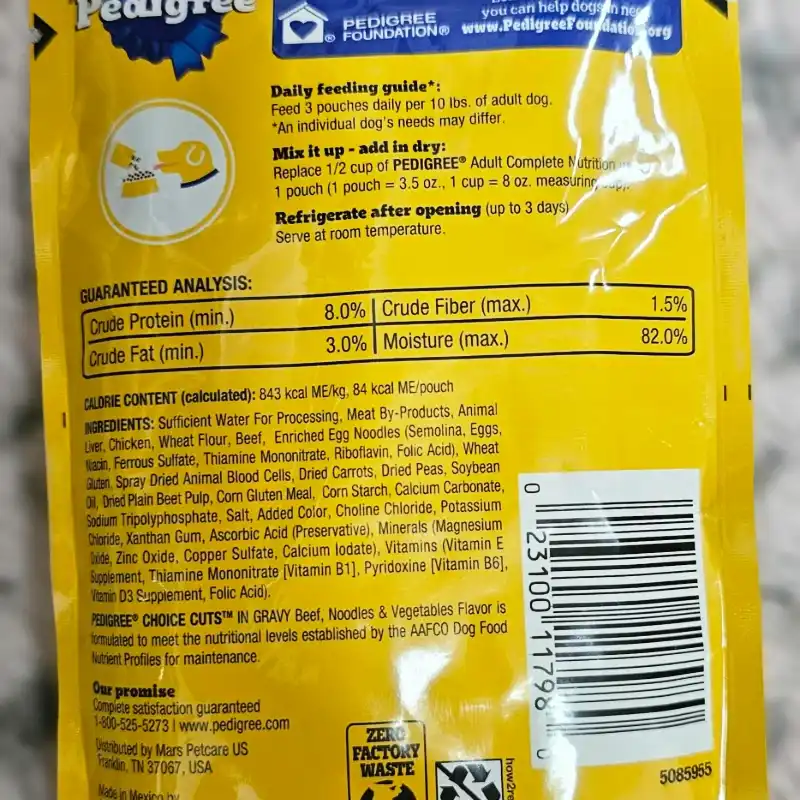 PEDIGREE BEEF, NOODLES & VEGETABLES 100 g (Carne de Res, Fideos y Vegetales)