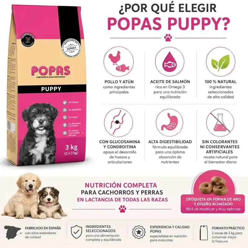 POPAS PIENSO PARA CACHORROS 18 KG (POLLO Y ATÚN)