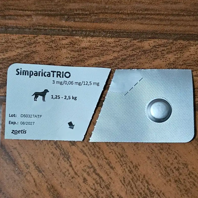 Simparica Trío para Perros Miniatura (1.25 a 2.5 kg) - Pastilla Mensual