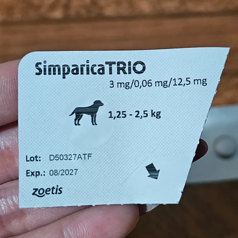 Simparica Trío para Perros Miniatura (1.25 a 2.5 kg) - Pastilla Mensual