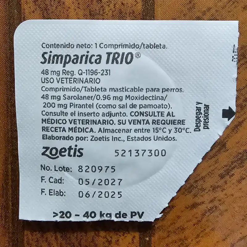 SIMPÁRICA TRÍO 48 MG (20- 40 KG)