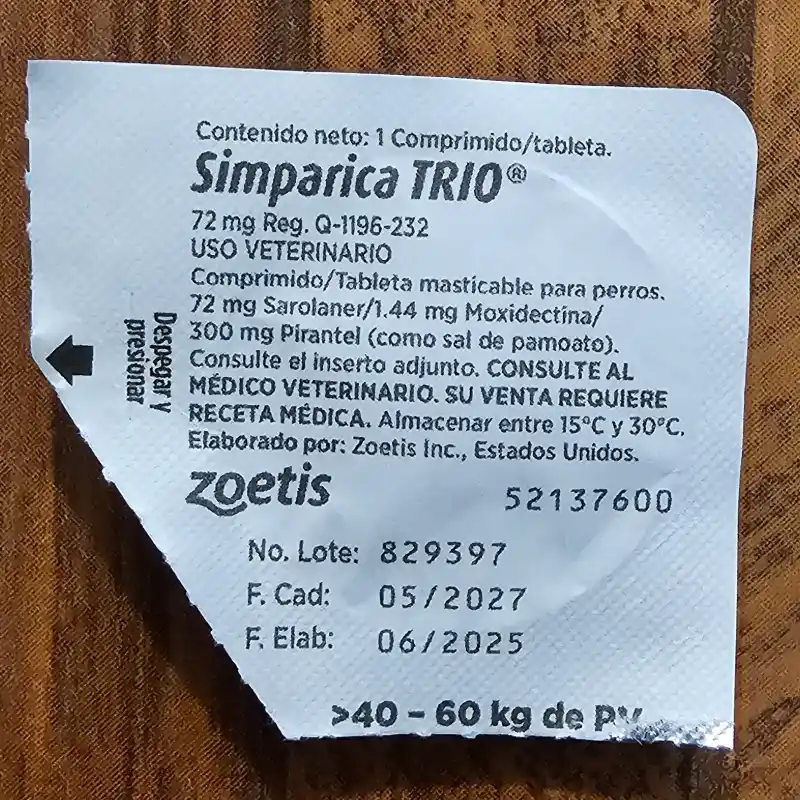 SIMPÁRICA TRÍO 72 MG (40- 60 KG)