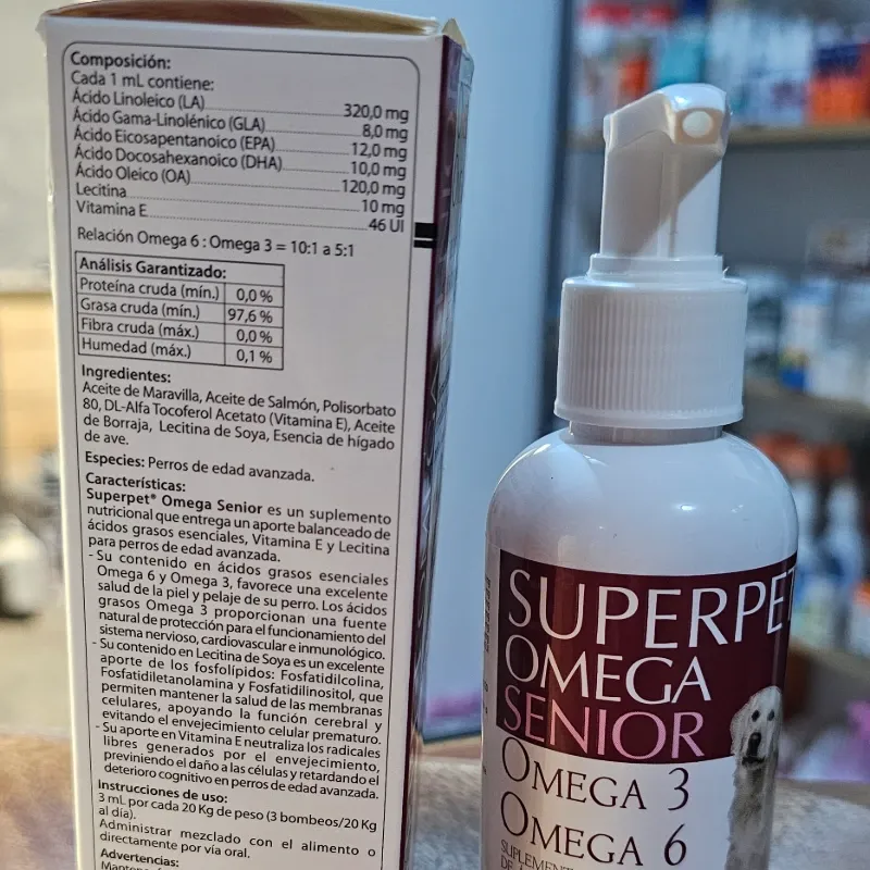 SUPERPET OMEGA SENIOR 125 ML (Omega 6 y Omega 3, Vitamina E y Lecitina)