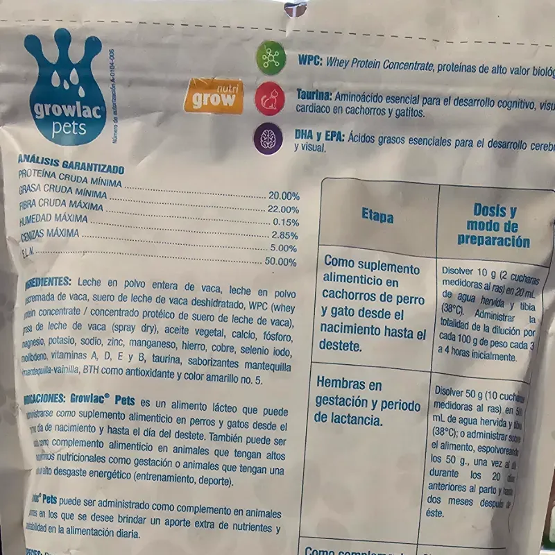 SUPLEMENTO DE LECHE VITAMINADO PARA PERROS Y GATOS