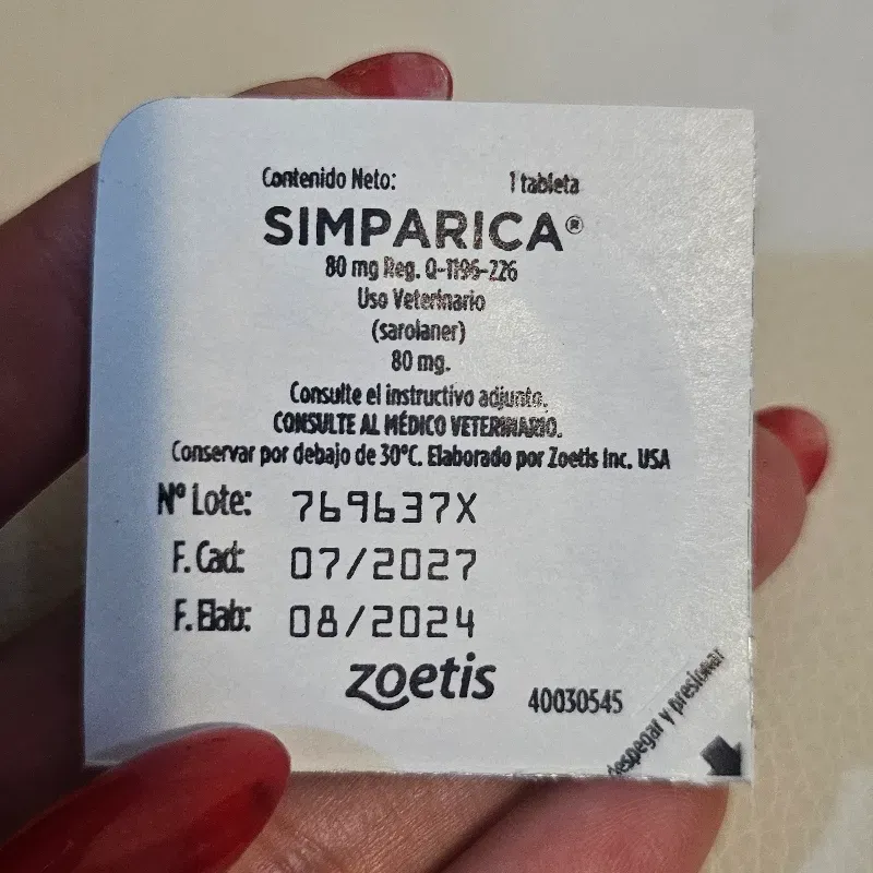 SIMPÁRICA 80 MG (20-40 KG) SAROLANER 