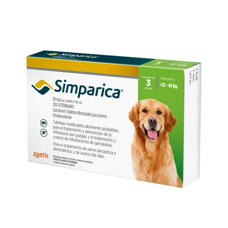 Tableta Simpárica 80 mg (20-40 kg)