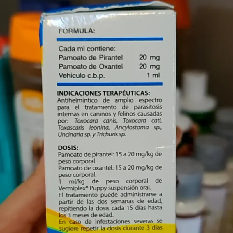 VERMIPLEX PUPPY 120 ML (Pamoato de pirantel + Oxantel)