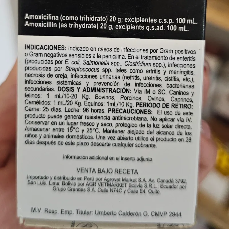 VETAMOXYL 20 L.A 100 ML (Antibiótico penicilanico)