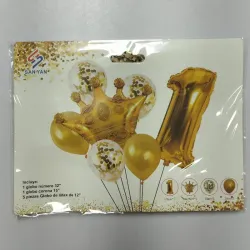 ‼️Set de 7 piezas- 1er añito con Corona (DORADO)‼️