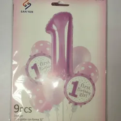 ‼️Set de 9 piezas first BIRTHDAY ‼️ Rosado