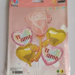 ‼️Set de globos de 5 piezas Te amo- flor rosa vieja ‼️