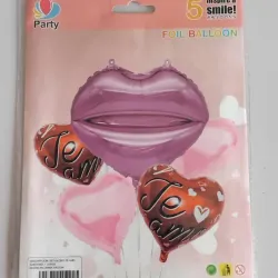 ‼️Set de globos de 5 piezas Te amo- labio morado‼️