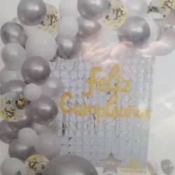 ‼️SL-8 Set de Globos de 72 Piezas - Plateado y Blanco (Cortina)‼️