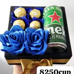 Caja con cerveza y bombones