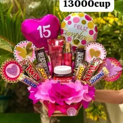 Caja con confituras y globos