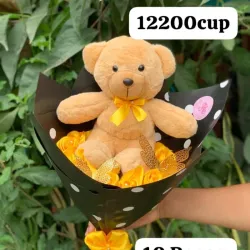 Ramo de 10 rosas con peluche
