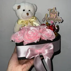 Bouquet de rosas con peluche 