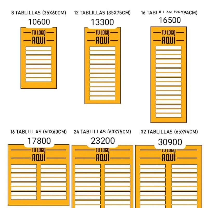 *TABLILLEROS PERSONALIZADOS*