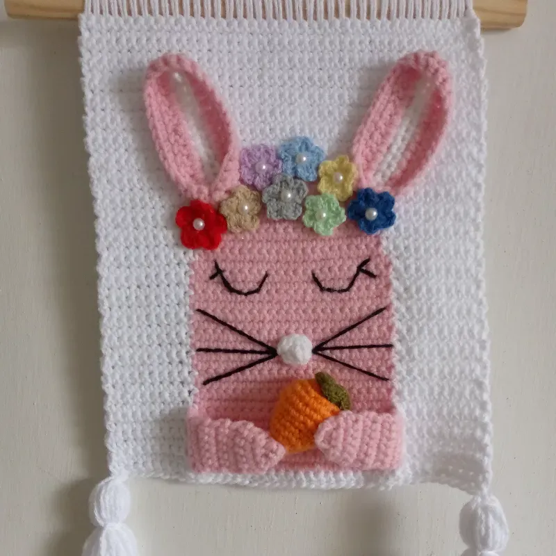 Tapiz tejido a crochet temática conejo 🐰