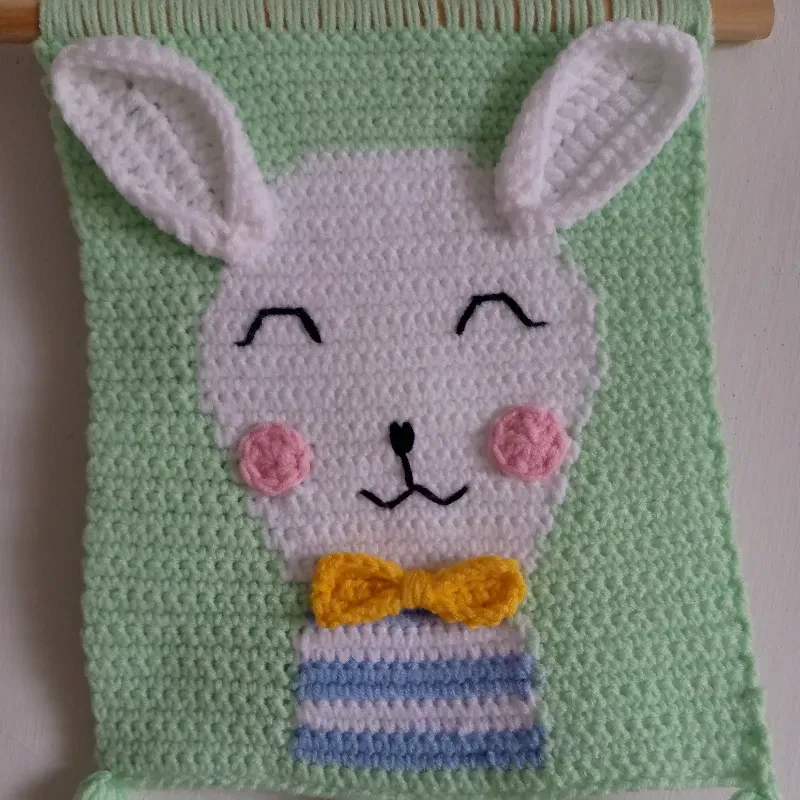 Tapiz tejido a crochet temática conejo 🐰