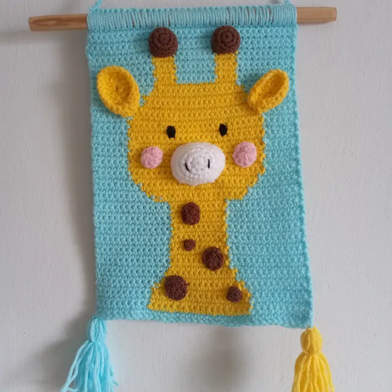 Tapiz tejido a crochet temática jirafa 🦒