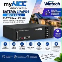 Batería Inteligente LiFePO4 51.2V 100Ah* Compatible con inversores 48V.
