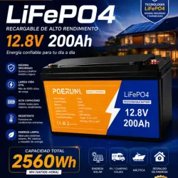 Batería LiFePO.4. De 12.8V 200Ah (2560Wh)*