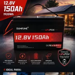 Batería LiFePO4   de 12.8V 150Ah (1280Wh)*