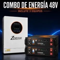 Combo: *Inversor híbrido 6.2kW + 2 Batería inteligente 5.12 kWh* Capacidad Total: *10kWh*