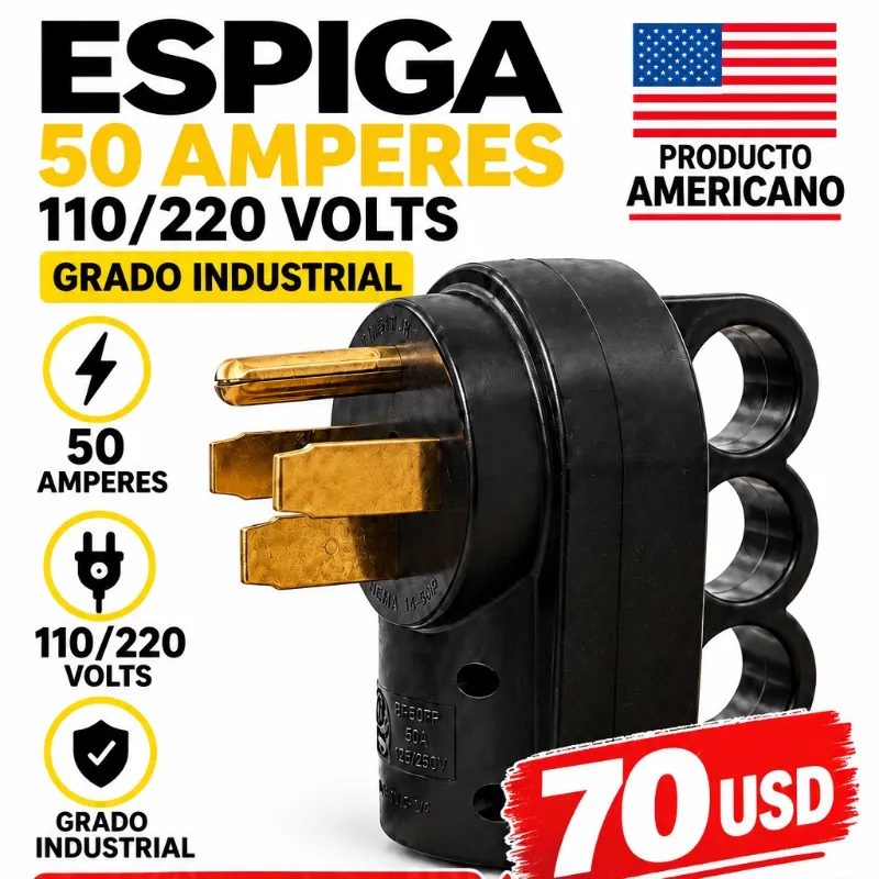 ESPIGA 50 AMPERES 110/220 VOLTS GRADO INDUSTRIAL