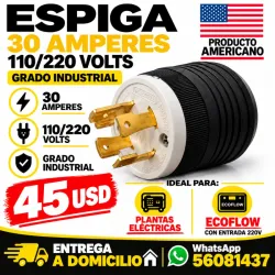 🔌 ESPIGAS Redondas   30 AMP – 110V volt