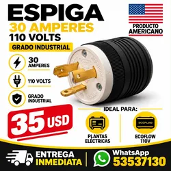 🔌 ESPIGAS Redondas   30 AMP – 110V volt